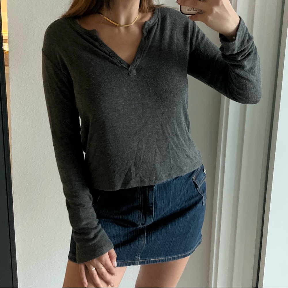 Brandy Melville grey half button sweater🎀
